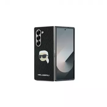 Karl Lagerfeld Saffiano Monogram Head Pin Hard Case for Samsung Galaxy Z Fold6 - Black
