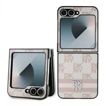DKNY DKHCZF6PCPTSSP Protective Case for Samsung Galaxy Z Flip 6 - Pink Check Pattern with Stripes