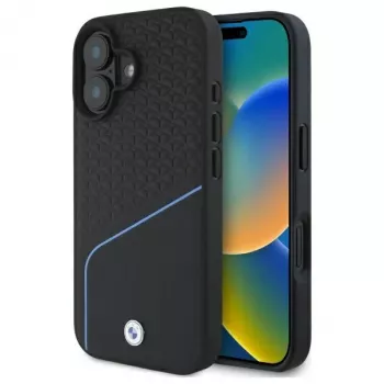 BMW Sign Leather Textured And Line MagSafe Hard Case for Apple iPhone 16 6.1