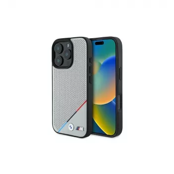 BMW M Perforated Tricolour Line Hard Case for Apple iPhone 16 Pro 6.3