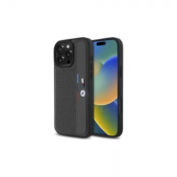 BMW BMHCP16L23PUPVA iPhone 16 Pro 6.3 Anthracite Hard Case M Perforated Tricolour Detail Line