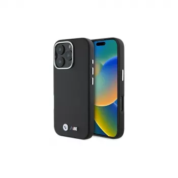 BMW M Collection Smooth Full Wrapped Metal MagSafe Hard Case for Apple iPhone 16 Pro 6.3 inch - Black