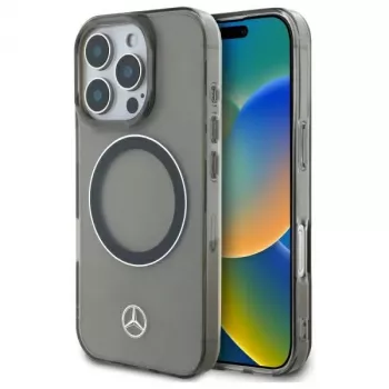 Mercedes-Benz MEHMP16L23HUOSK iPhone 16 Pro 6.3 inch Hard Case with Silver Ring MagSafe - Black