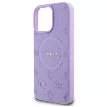 Guess GUHMP16XPSAPSMEU iPhone 16 Pro Max 6.9 inch Purple Hard Case Saffiano Peony Classic Logo MagSafe