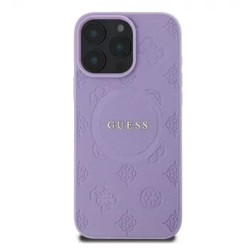 Guess GUHMP16XPSAPSMEU iPhone 16 Pro Max 6.9 inch Purple Hard Case Saffiano Peony Classic Logo MagSafe