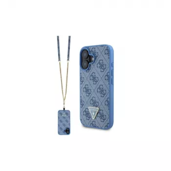Guess GUHCP16SP4TDSCPB iPhone 16 6.1 Blue Hard Case Leather Metal Logo Rhinestone Crossbody