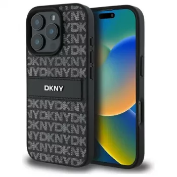 DKNY DKHCP16XPRTHSLK Hard Case for iPhone 16 Pro Max 6.9 inch Black with Tonal Stripe Texture Pattern