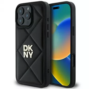 DKNY DKHCP16LPQDSLK Quilted Stack Logo iPhone 16 Pro Case Black