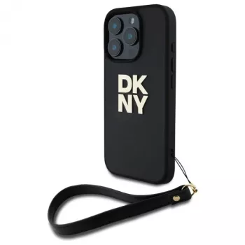 DKNY DKHCP16LPBSWSK iPhone 16 Pro 6.3 inch Black Hard Case with Hand Strap and Stock Logo