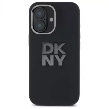 DKNY DKHCP16SSMCBSK iPhone 16 6.1 Hard Case Liquid Silicone Metal Logo Black
