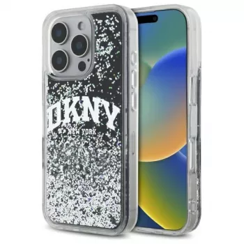 DKNY DKHCP16XLBNAEK iPhone 16 Pro Max 6.9 inch Hard Case Liquid Glitter Arch Logo Black
