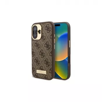 Guess GUHMP16MU4GPRW iPhone 16 Plus 6.7 inch Brown Hard Case 4G Logo Plate MagSafe