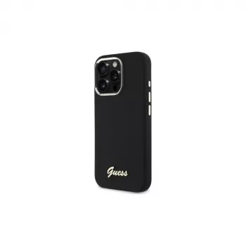 Guess GUHCP16LSMBSLK iPhone 16 Pro 6.3 inch Black Hard Case Silicone Script Metal Logo & Frame
