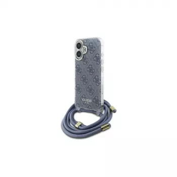 Guess GUHCP16SHC4SEB iPhone 16 6.1 inch Blue Hard Case Crossbody Cord 4G Print