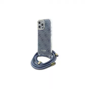 Guess GUHCP16LHC4SEB iPhone 16 Pro 6.3 inch Blue Hard Case Crossbody Cord 4G Print