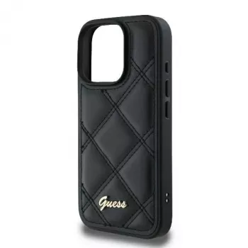 Guess GUHCP16LPSQSQSK Hard Case for Apple iPhone 16 Pro 6.3 inch Black Quilted Metal Logo