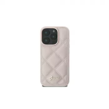 Guess GUHCP16SPSQSQSP iPhone 16 6.1 inch Pink Hard Case Quilted Metal Logo