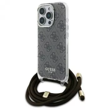 Guess GUHCP16LHC4SEW iPhone 16 Pro Hard Case Crossbody Cord 4G Print Brown