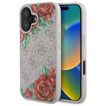 Guess GUHMP16SP4ROPEMCP Hardcase for Apple iPhone 16 6.1 inch Pink Flowers Print MagSafe