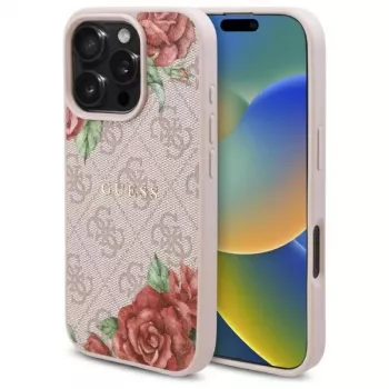 Guess GUHMP16XP4ROPEMCP iPhone 16 Pro Max 6.9 inch Pink Hardcase 4G Flowers Print MagSafe