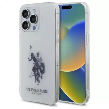 U.S. POLO ASSN. Shiny Big Logo Protective Case for Apple iPhone 15 Pro Max 6.7 inch White
