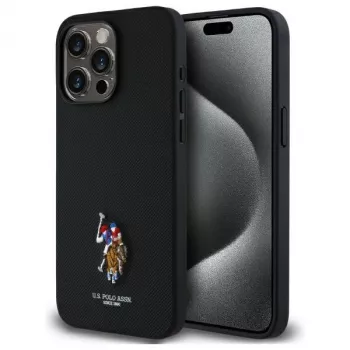 U.S. POLO ASSN. Embroidered DH Colour Protective Case for Apple iPhone 15 Pro Max, 6.7 inch, Black