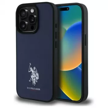 U.S. POLO ASSN. Leather Back with Embroidery for Apple iPhone 15 Pro Max 6.7 inch Navy