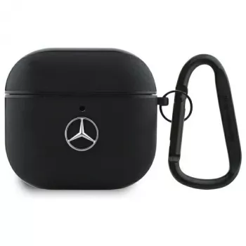 Mercedes-Benz MEA4CSLBK AirPods 4 Cover Black Leather Metal Logo