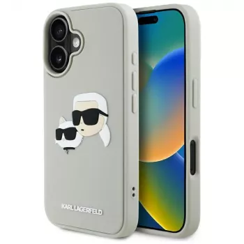 KARL LAGERFELD HC 3D Rubber DoubleHeads Case for Apple iPhone 16 - Beige