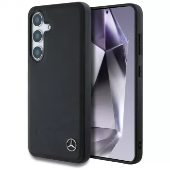 MERCEDES-BENZ Mercedes Leather Horizontal Debossed Curves MagSafe Case for Samsung Galaxy S25 Black