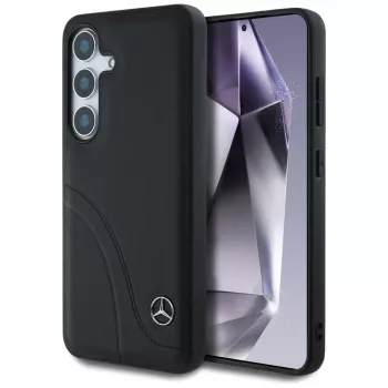 MERCEDES-BENZ Leather Case with Curved Stitches for Samsung Galaxy S25 Black