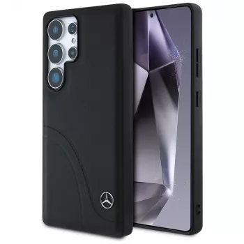 MERCEDES-BENZ Mercedes Leather Curved Stitches Case for Samsung Galaxy S25 Ultra Black