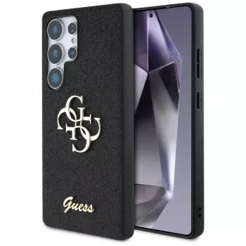Guess Fixed Glitter Big 4G Metal Logo Case for Samsung Galaxy S25 Ultra (Black)