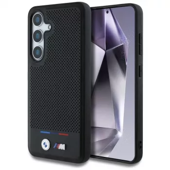 BMW Leather Tricolour Stripes MagSafe Case for Samsung Galaxy S25 Black