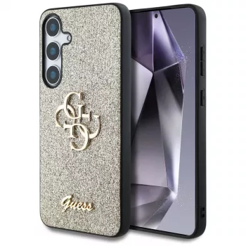 Guess Fixed Glitter Big 4G Metal Logo Back Cover for Samsung Galaxy S25 - Gold
