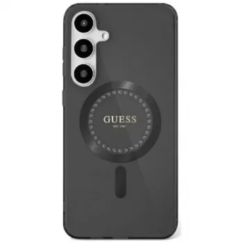 Guess Rhinestones Printed Classic Logo MagSafe Case for Samsung Galaxy S25 (Black)