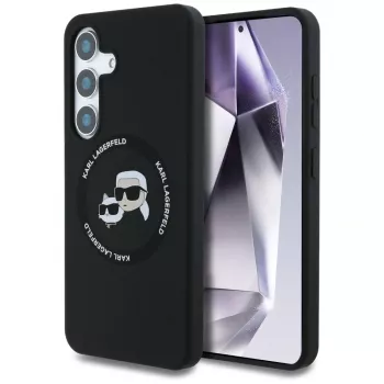 KARL LAGERFELD Silicone DoubleHeads & Circle MagSafe Case for Samsung Galaxy S25+, Black