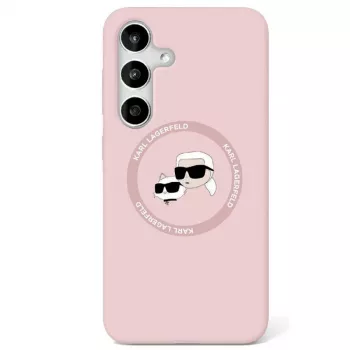 Karl Lagerfeld Silicone DoubleHeads And Circle MagSafe Case for Samsung Galaxy S25+, Pink