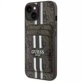 Guess 4G Stripes Wallet Case with MagSafe for iPhone 15, Brown