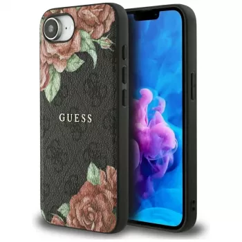 Guess 4G Flowers Print MagSafe Case for iPhone 16e / 17e, Black
