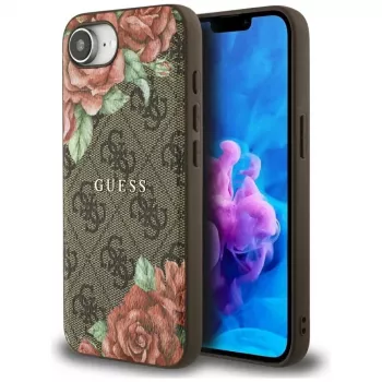Guess 4G Flowers Print MagSafe Case for iPhone 16e / 17e, Brown