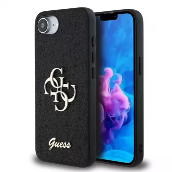 Guess Fixed Glitter Big 4G Case for iPhone 16e (Black)