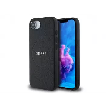 Guess Grained Ring MagSafe Case for iPhone 16e (Black)