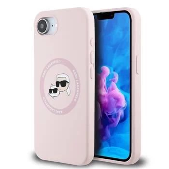 Karl Lagerfeld Silicone Karl & Choupette Heads MagSafe Case for iPhone 16e / 17e, Pink