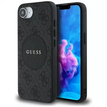 Guess 4G Circle Classic Logo MagSafe Case for iPhone 16e, Black