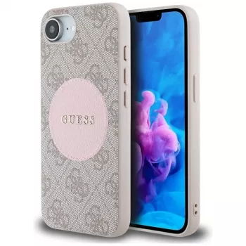 Guess 4G Circle Classic Logo MagSafe Case for iPhone 16e, Pink