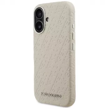 Karl Lagerfeld FW Stamped Karl MagSafe Case for iPhone 16, Beige