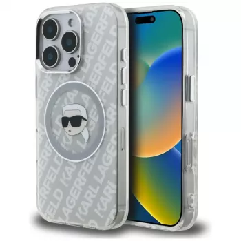 KARL LAGERFELD IML Karl Head Logo MagSafe Case for Apple iPhone 16 Pro Max - Grey