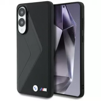 BMW Leather Oversized Stripes MagSafe Case for Samsung Galaxy S25 Edge, Black