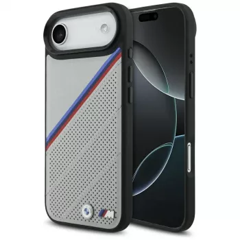 BMW M Tricolor Metal Logo MagSafe Case for Apple iPhone Air, Grey